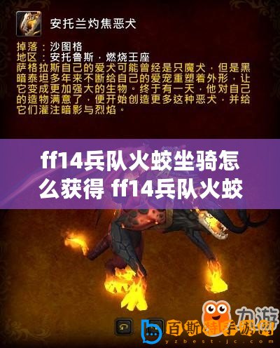 ff14兵隊火蛟坐騎怎么獲得 ff14兵隊火蛟獲得方法