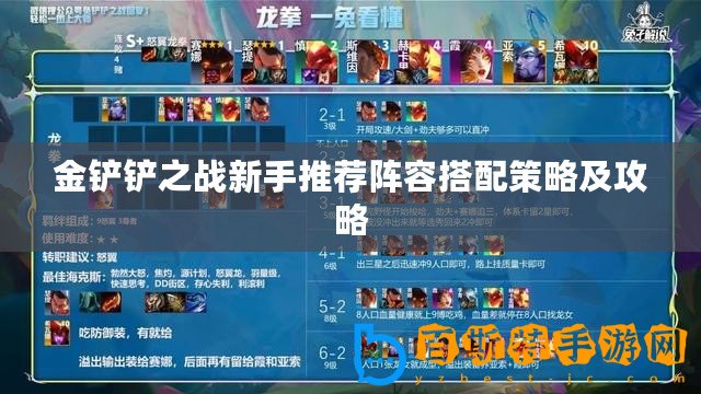 金鏟鏟之戰新手推薦陣容搭配策略及攻略